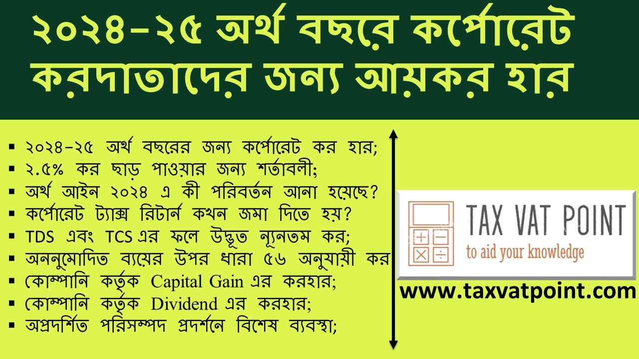 বাংলাদেশের কর্পোরেট কর হার ২০২৪-২৫